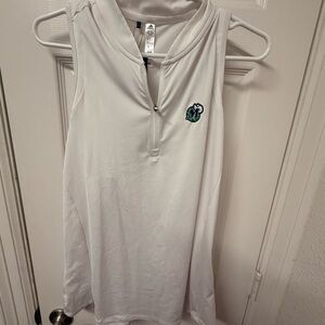 adidas White Sleeveless ZipFront Athletic Tank with Dallas Mavs embroidered Logo